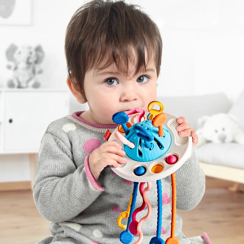Montessori Pull String Sensory Toys Baby 6 12 Months Silicone Activity Toys Development Educational Toys For Baby 1 to 3 Years