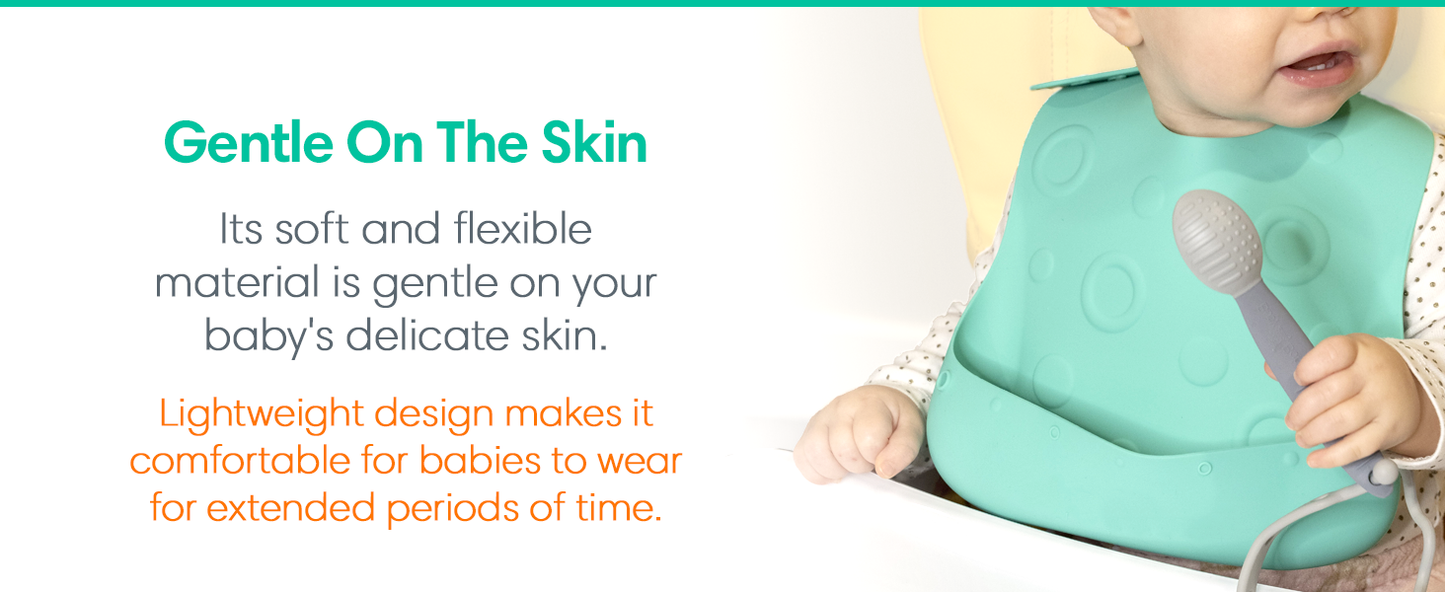 Busy Baby Bungee Bib & Utensils | Deluxe, No-Drop, On-The-Go, BLW Feeding System