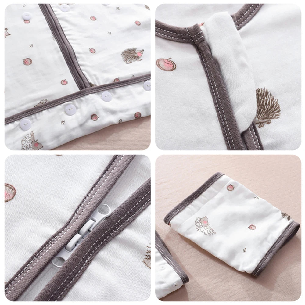Sleeping Bag For Children 1-5Years Removable Sleeves Anti-Kick Quilt 1Tog  Boys Girls Grown Baby Blanket Gauze Envelope Sleepsack hedgehog 1tog
