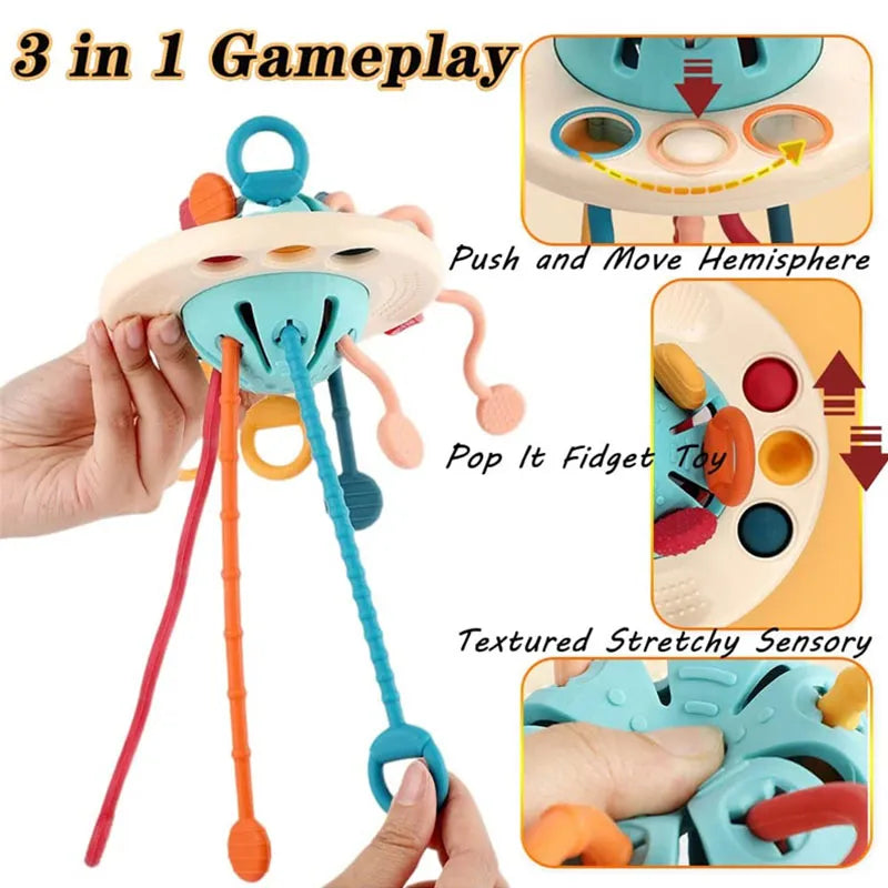 Montessori Pull String Sensory Toys Baby 6 12 Months Silicone Activity Toys Development Educational Toys For Baby 1 to 3 Years